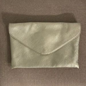 J. Crew Metallic Gold Envelope Chain Link Clutch